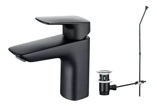 Cмеситель для раковины Aquatek Вега AQ1011MB с донным клапаном, черный матовый