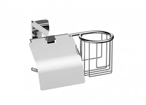 Держатель для бумаги с корзиной CeramaLux Cube 21 см 12607A хром