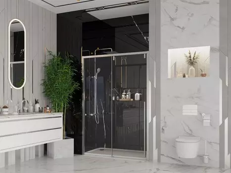 Душевая дверь Ambassador Intense 130x200 110021102IX стекло прозрачное, профиль хром