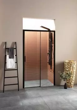 Душевая дверь Aquanet Pleasure 150х200 AE60-N-150H200U-BT стекло прозрачное, профиль черный