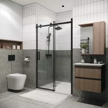 Душевая дверь в нишу Grossman Classic 130x195 100.K33.04.130.21.00 стекло прозрачное, профиль черный матовый