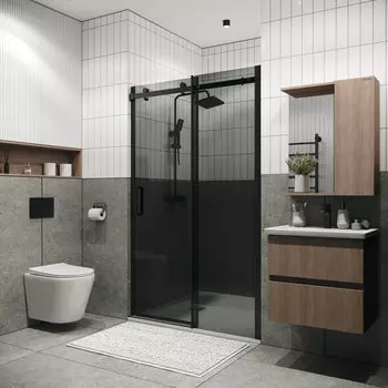 Душевая дверь в нишу Grossman Classic 130x195 100.K33.04.130.21.10 стекло тонированное, профиль черный матовый