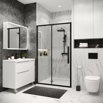 Душевая дверь в нишу Grossman Cosmo 100x195 100.K33.02.100.21.00 стекло прозрачное, профиль черный матовый