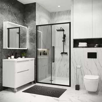 Душевая дверь в нишу Grossman Cosmo 110x195 100.K33.02.110.21.00 стекло прозрачное, профиль черный матовый