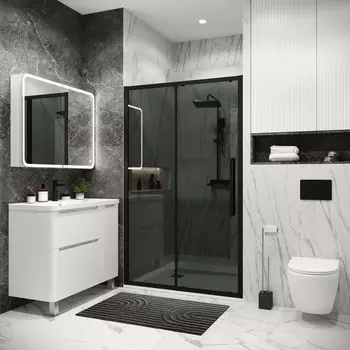 Душевая дверь в нишу Grossman Cosmo 110x195 100.K33.02.110.21.10 стекло тонированное, профиль черный матовый