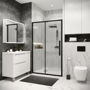 Душевая дверь в нишу Grossman Cosmo 110x195 100.K33.02.110.21.02 стекло шиншилла, профиль черный матовый