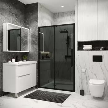 Душевая дверь в нишу Grossman Cosmo 120x195 100.K33.02.120.21.10 стекло тонированное, профиль черный матовый