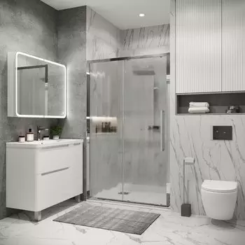 Душевая дверь Grossman Cosmo 130x195 100.K33.02.130.10.02 стекло шиншилла, профиль хром