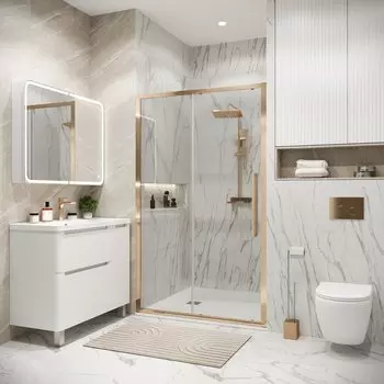 Душевая дверь Grossman Cosmo 130x195 100.K33.02.130.32.00 стекло прозрачное, профиль золото