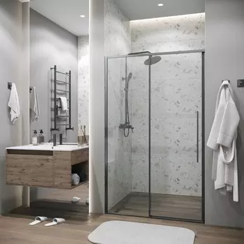 Душевая дверь в нишу Grossman Galaxy 140x195 100.K33.01.140.42.00 стекло прозрачное, профиль графит