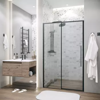 Душевая дверь в нишу Grossman Galaxy 140x195 100.K33.01.140.21.02 стекло шиншилла, профиль черный матовый