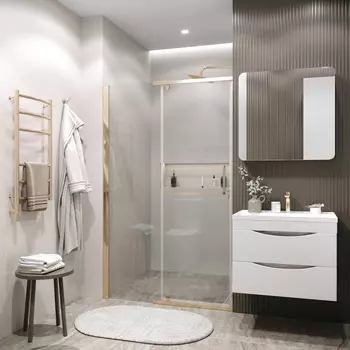 Душевая дверь в нишу Grossman Pragma 110x195 100.K33.03.110.32.00 стекло прозрачное, профиль золото