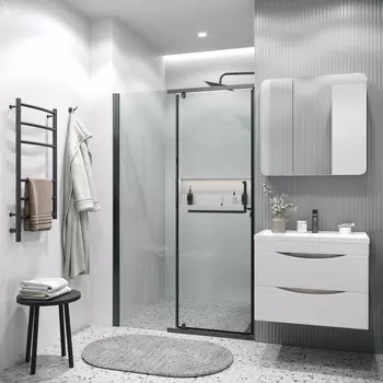 Душевая дверь Grossman Pragma 120x195 100.K33.03.120.21.00 стекло прозрачное, профиль черный матовый