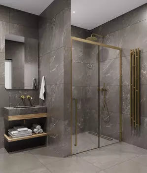 Душевая дверь Timo 130х200 TDSS-130/17C-8L стекло прозрачное, профиль матовое золото