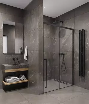 Душевая дверь Timo 140х200 TDSS-140/03C-8L стекло прозрачное, профиль черный