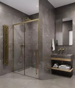 Душевая дверь Timo 140х200 TDSS-140/17C-8R стекло прозрачное, профиль матовое золото