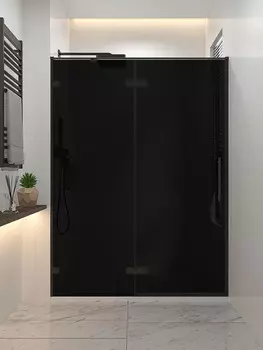 Душевая дверь Veconi Premium Trento 140x200 Alassio BB AL-140-11-BB-C4 стекло черное, профиль черный матовый