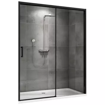 Душевая дверь в нишу Abber Komfort 140x200 AG93140B стекло прозрачное, профиль черный