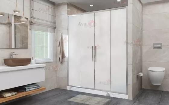 Душевая дверь в нишу AvaCan FC2-170MT 170-190 см, стекло матовое с рисунком, профиль хром