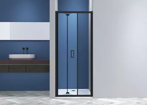 Душевая дверь в нишу CeramaLux 90x190 CL935B-90 стекло прозрачное, профиль черный матовый