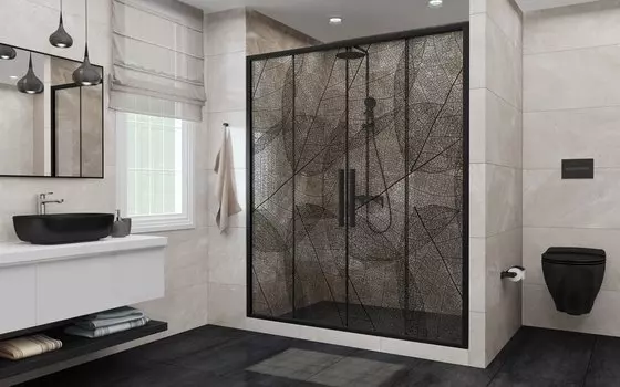 Душевая дверь в нишу Deto FB2 170-190 Black 190 см FB2-170 стекло с рисунком, профиль черный