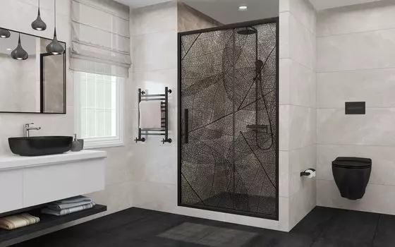 Душевая дверь в нишу Deto FB 120-140 Black 140 см FB120 стекло с рисунком, профиль черный