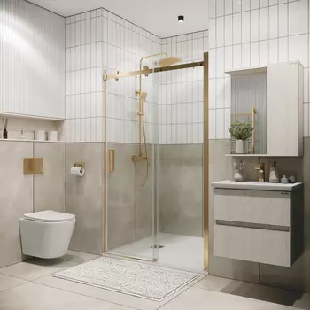 Душевая дверь в нишу Grossman Classic 160х195 100.K33.04.160.32.00 стекло прозрачное, профиль золото сатин