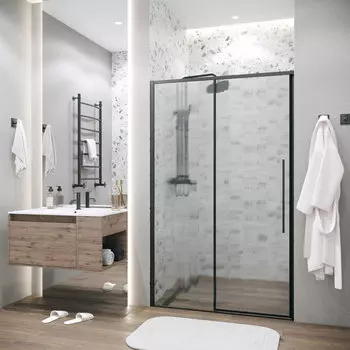 Душевая дверь в нишу Grossman Galaxy 110x195 100.K33.01.110.21.02 стекло шиншилла, профиль черный матовый