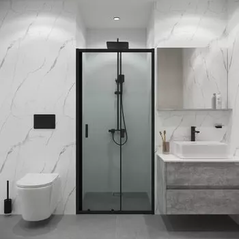 Душевая дверь в нишу Niagara Eco 90x190 NG-651-9AB стекло прозрачное, профиль черный