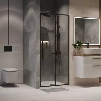 Душевая дверь в нишу Niagara Nova 110x195 NG-84-11AB стекло прозрачное, профиль черный матовый