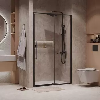 Душевая дверь в нишу Niagara Nova 110x195 NG-85-11AB стекло прозрачное, профиль черный матовый