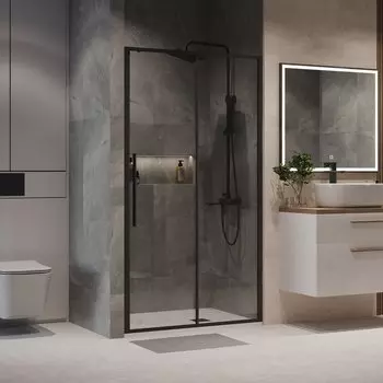 Душевая дверь в нишу Niagara Nova 140x195 NG-84-14AB стекло прозрачное, профиль черный матовый