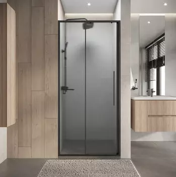 Душевая дверь в нишу Niagara Nova 90х195 NG-34-L9CHGR раздвижная влево, стекло шиншилла, профиль графит