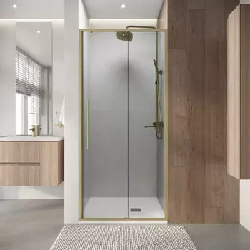 Душевая дверь в нишу Niagara Nova 90x195 NG-44-9ASG стекло прозрачное, профиль золото брашированное