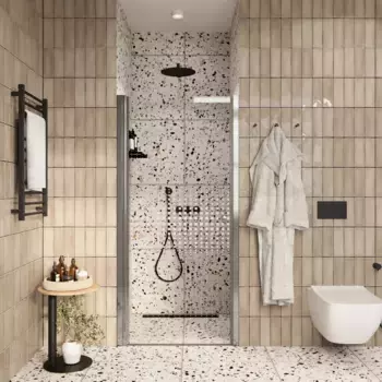 Душевая дверь в нишу Parly 70х185 DE70 стекло прозрачное с рисунком, профиль хром