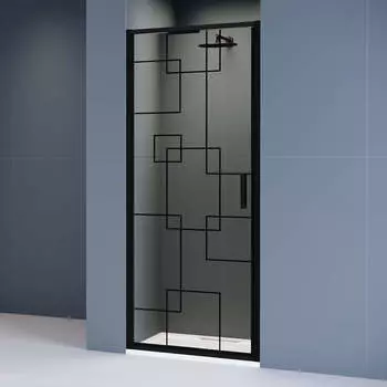 Душевая дверь в нишу RGW Stilvoll 100x195 SV-05B стекло прозрачное с узором, профиль черный
