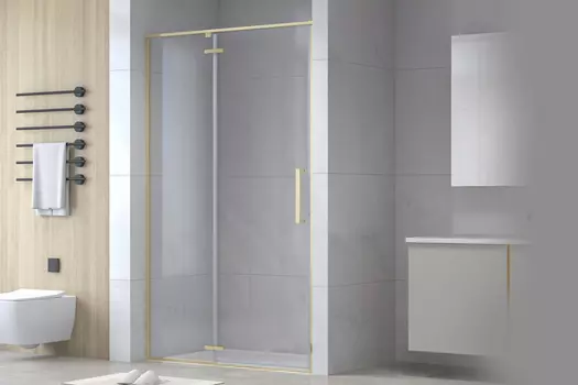 Душевая дверь в нишу Royal Bath 100х195 BERN-V RB100-T-GD стекло прозрачное, профиль золото