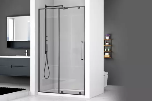 Душевая дверь в нишу Royal Bath 120х195 BERN-S RB120-T-BL стекло прозрачное, профиль черный