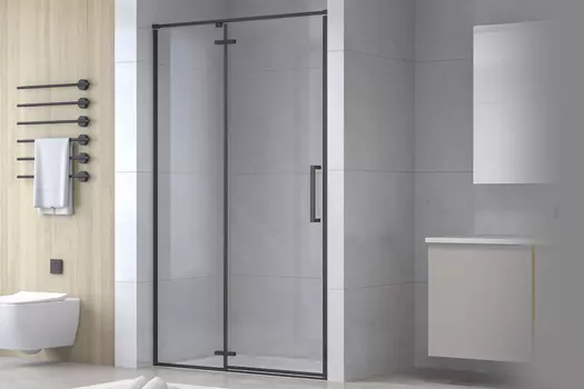 Душевая дверь в нишу Royal Bath 90х195 BERN-V RB90-T-BL стекло прозрачное, профиль черный