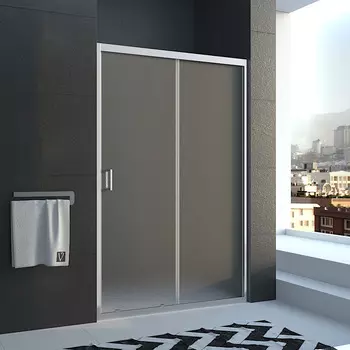 Душевая дверь в нишу Veconi 110х185 VN-46 Pear раздвижная, стекло матовое, профиль хром