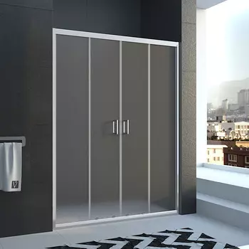 Душевая дверь в нишу Veconi 130х185 VN-45 Pear раздвижная, стекло матовое, профиль хром