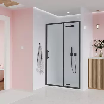 Душевая дверь в нишу Veconi Evo 100x195 E1-B-100-01-C9 стекло прозрачное, профиль черный матовый