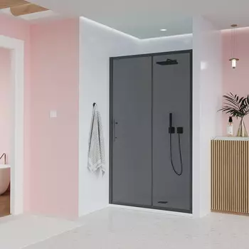 Душевая дверь в нишу Veconi Evo 180x195 E1-B-180-12-C9 стекло тонированное матовое, профиль черный матовый