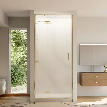 Душевая дверь в нишу Veconi Vianno 100x195 VN73RG/L-100-06-C4 стекло дождь, профиль золото брашированное