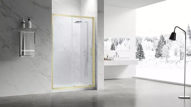 Душевая дверь в нишу Veconi Vianno 110x195 VN55G-110-01-C8 стекло прозрачное, профиль золото брашированное