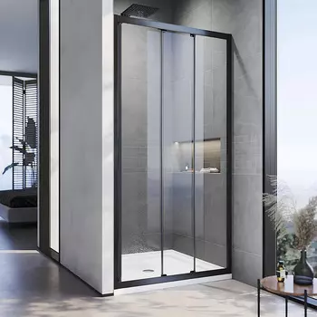 Душевая дверь в нишу Veconi Vianno 120x195 VN28B-120-01-C8 стекло прозрачное, профиль черный матовый