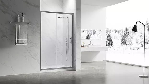 Душевая дверь в нишу Veconi Vianno 150x195 VN55GM-150-01-C8 стекло прозрачное, профиль оружейная сталь