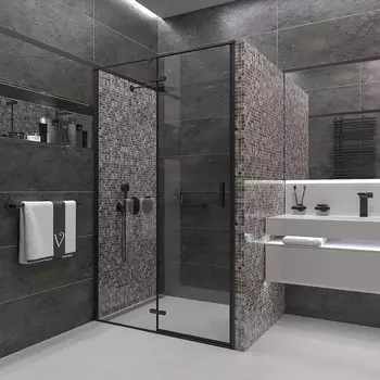 Душевая дверь в нишу Veconi Vianno 90х195 см VN73B-90-01-C4 распашная, профиль черный