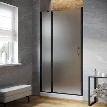 Душевая дверь в нишу Vegas-Glass 140 см EP-F-1 LUX 140 02М 10 профиль черный матовый, стекло сатин