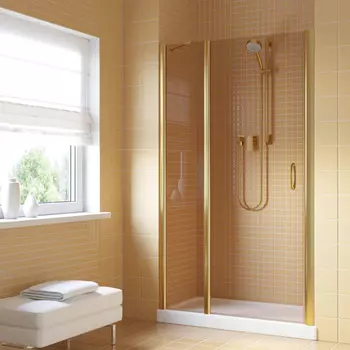 Душевая дверь в нишу Vegas-Glass 145 см EP-F-1 LUX 145 09 05 профиль золото глянцевое, стекло бронза